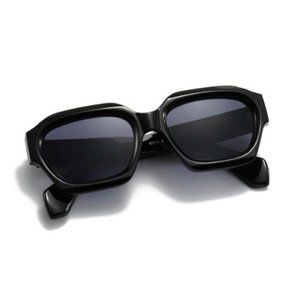 Men Women Trendy Black Lens Sports Black Frame Shades Oversized Sunglasses